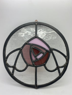 Liz Dart Stained Glass rose round panel (LD)