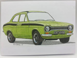 Broody Designs Ford escort greetings card (Broody)