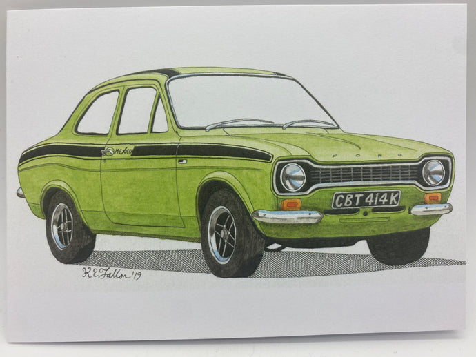 Broody Designs Ford escort greetings card (Broody)