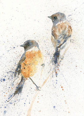 Amy Primarolo Art “Stonechats” greetings card