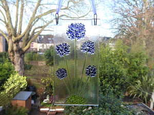 EvaGlass Design purple flower fused glass sun catcher (EGD ALGP)