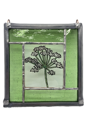 Liz Dart Stained Glass cow parsley panel