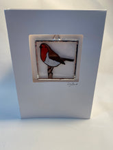 Load image into Gallery viewer, Liz Dart Stained Glass Robin stained glass greetings card Stroud 