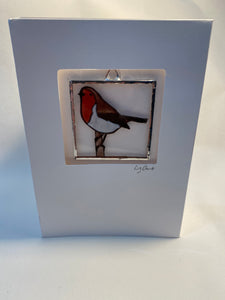 Liz Dart Stained Glass Robin stained glass greetings card Stroud 