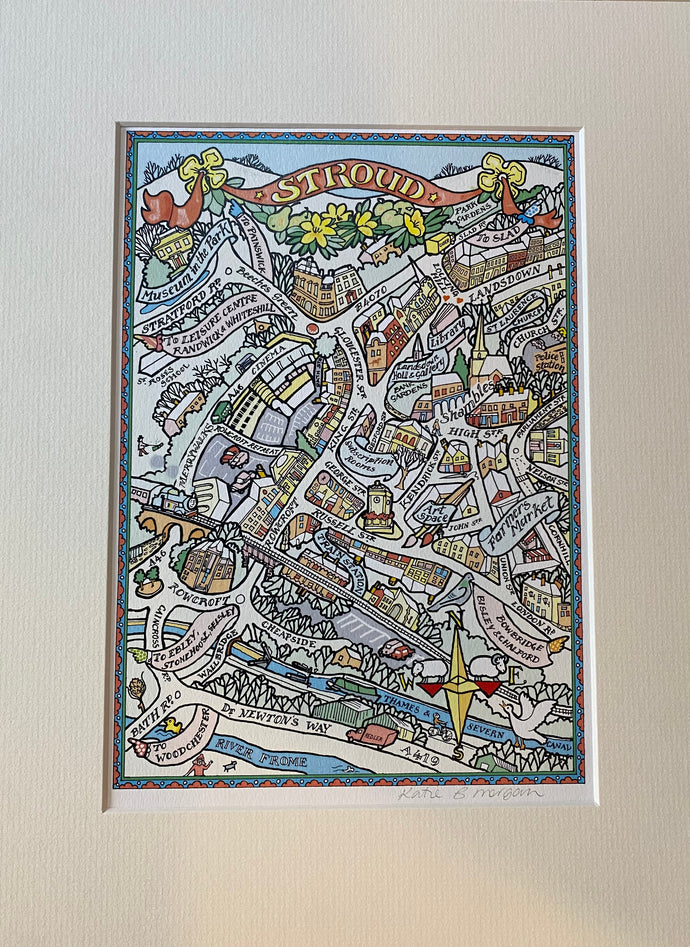 Katie B Morgan “Stroud map” A4  print with mount