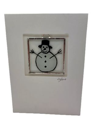 Liz Dart Stained Glass Snowman stained glass greetings card (LD)