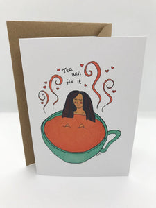 Lemon Street Cards "Tea will fix it" greetings card 