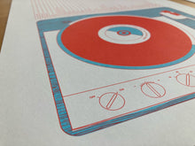 Load image into Gallery viewer, A3 — 2 colour Risograph &#39;Record Deck&#39; print — Limited Edition 100 Run