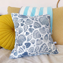 Load image into Gallery viewer, Charlotte Macey “Navy seashells” linen cushion (CMT 85)