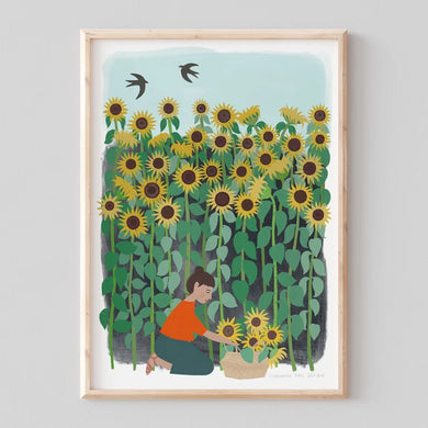 Stephanie Cole Design “Sunflower Picking” A4 print 