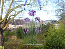 Load image into Gallery viewer, EvaGlass Design purple flower fused glass sun catcher (EGD ALGP)