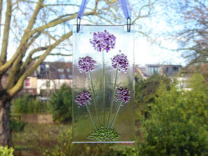 EvaGlass Design purple flower fused glass sun catcher (EGD ALGP)