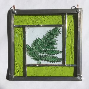 Liz Dart Stained Glass fern panel Stroud