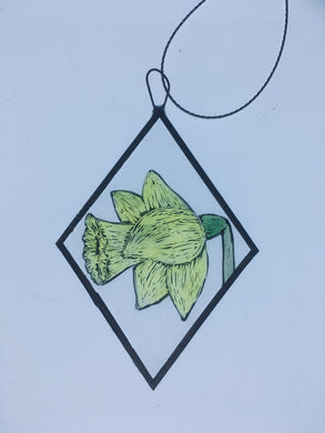 Liz Dart Stained Glass daffodil satined glass diamond Stroud